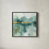 My Greehouse Abstract I Crop Blue by Lisa Audit. Shown in a sleek black glass frame for a contemporary gallery look. Available as an archival giclee rolled canvas, fine art paper, or poster print. SKU 20887a.