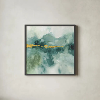 My Greehouse Abstract I Crop Blue by Lisa Audit. Shown in a sleek black glass frame for a contemporary gallery look. Available as an archival giclee rolled canvas, fine art paper, or poster print. SKU 20887a.