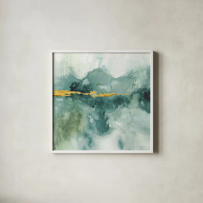 My Greehouse Abstract I Crop Blue by Lisa Audit. Shown in a crisp white glass frame for a clean and minimalist style. Available as an archival giclee rolled canvas, fine art paper, or poster print. SKU 20887a.