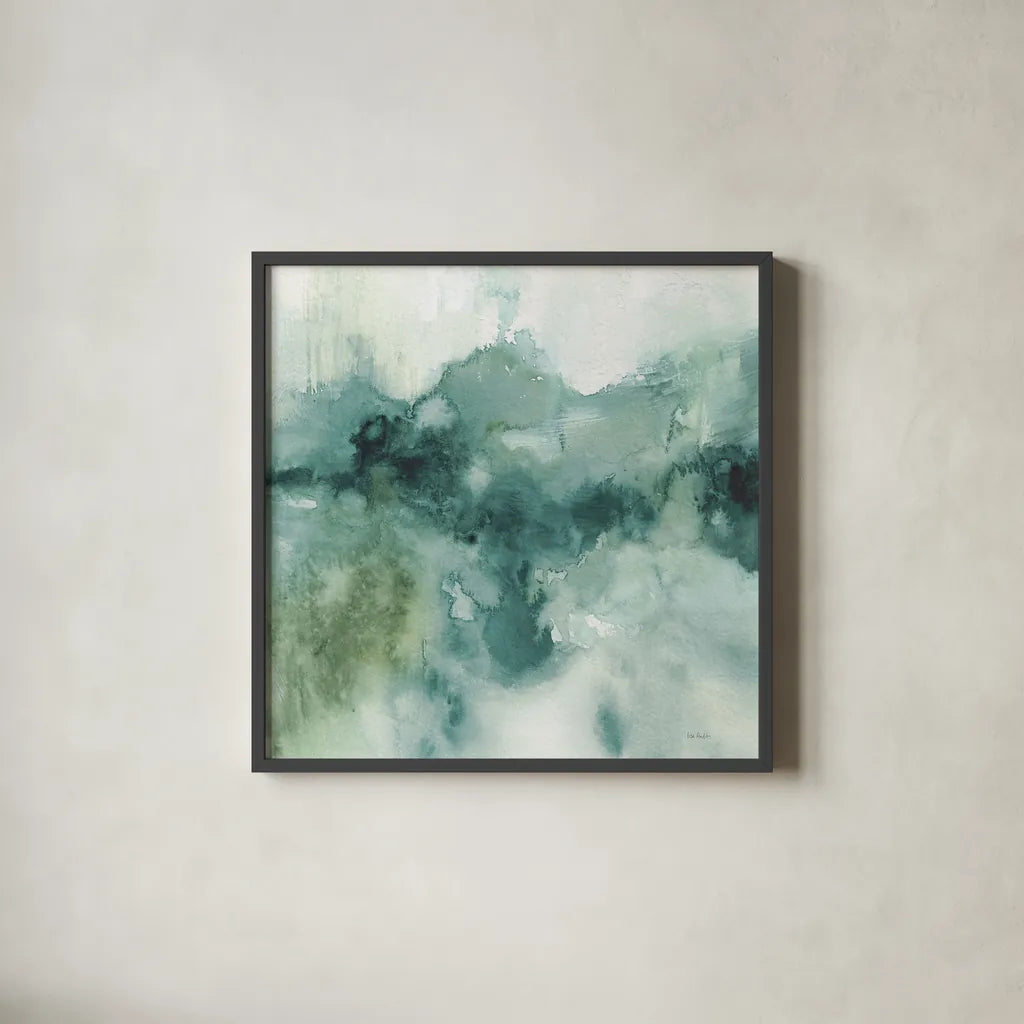 My Greenhouse Abstract I Crop Blue NG by Lisa Audit. Shown in a sleek black glass frame for a contemporary gallery look. Available as an archival giclee rolled canvas, fine art paper, or poster print. SKU 32120a.