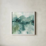 My Greenhouse Abstract I Crop Blue NG by Lisa Audit. Shown in a crisp white glass frame for a clean and minimalist style. Available as an archival giclee rolled canvas, fine art paper, or poster print. SKU 32120a.