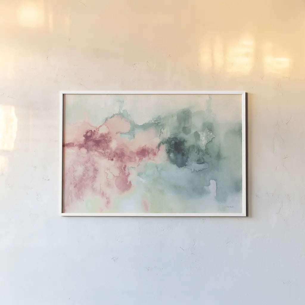 My Greenhouse Abstract I Pink by Lisa Audit. shown as a paper print in a white frame. Available as a archival giclee rolled canvas, fine art paper, or poster print. SKU 48721i.