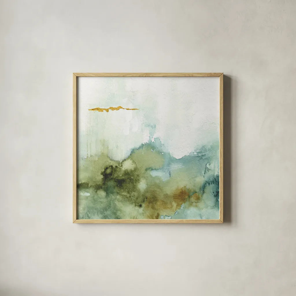 My Greenhouse Abstract III by Lisa Audit. Shown in a natural wood glass frame for a timeless modern aesthetic. Available as an archival giclee rolled canvas, fine art paper, or poster print. SKU 22226a.
