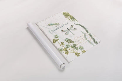 My Greenhouse Botanical Dragonfly by Lisa Audit. shown as a rolled paper print. Available as archival giclee rolled canvas, fine art paper, or poster print. SKU 63181h.