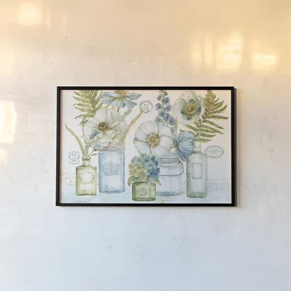 My Greenhouse Bouquet I by Lisa Audit. shown as a paper print in a black flame. Available as a archival giclee rolled canvas, fine art paper, or poster print. SKU 23442i.