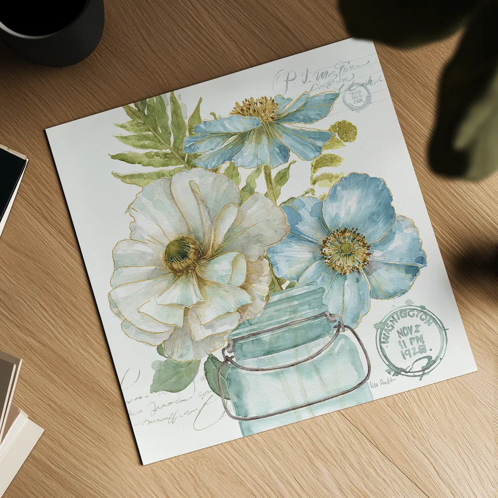 My Greenhouse Bouquet II by Lisa Audit. Shown as a detailed flat fine art print, highlighting archival giclee quality. Available as an archival giclee rolled canvas, fine art paper, or poster print. SKU 23443a.
