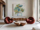 My Greenhouse Bouquet III by Lisa Audit. Shown as extra-large giant wall art in a modern living room. Available as an archival giclee rolled canvas, fine art paper, or poster print. SKU 23444a.