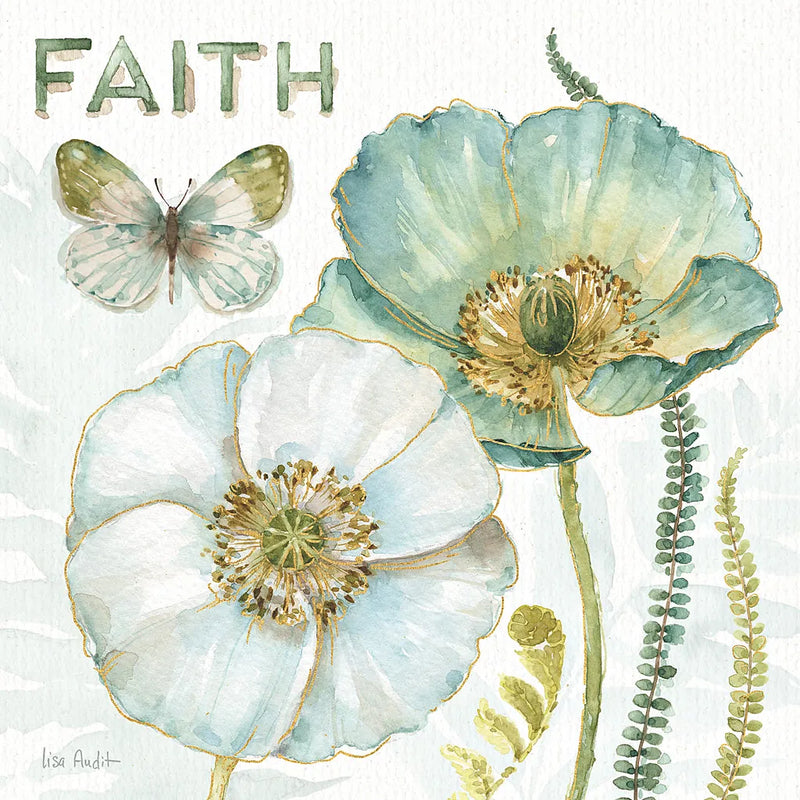 My Greenhouse Flowers Faith by Lisa Audit. SKU 20949a. Archival Giclee Fine art print for wall decor.