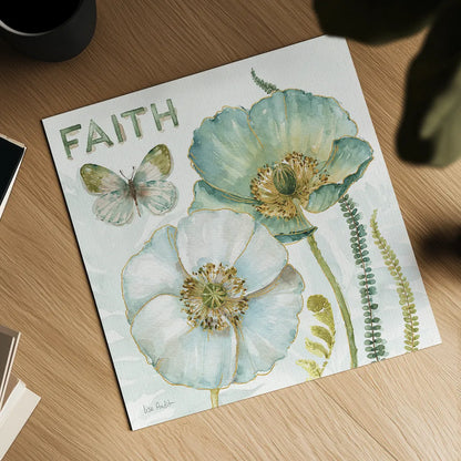 My Greenhouse Flowers Faith by Lisa Audit. Shown as a detailed flat fine art print, highlighting archival giclee quality. Available as an archival giclee rolled canvas, fine art paper, or poster print. SKU 20949a.