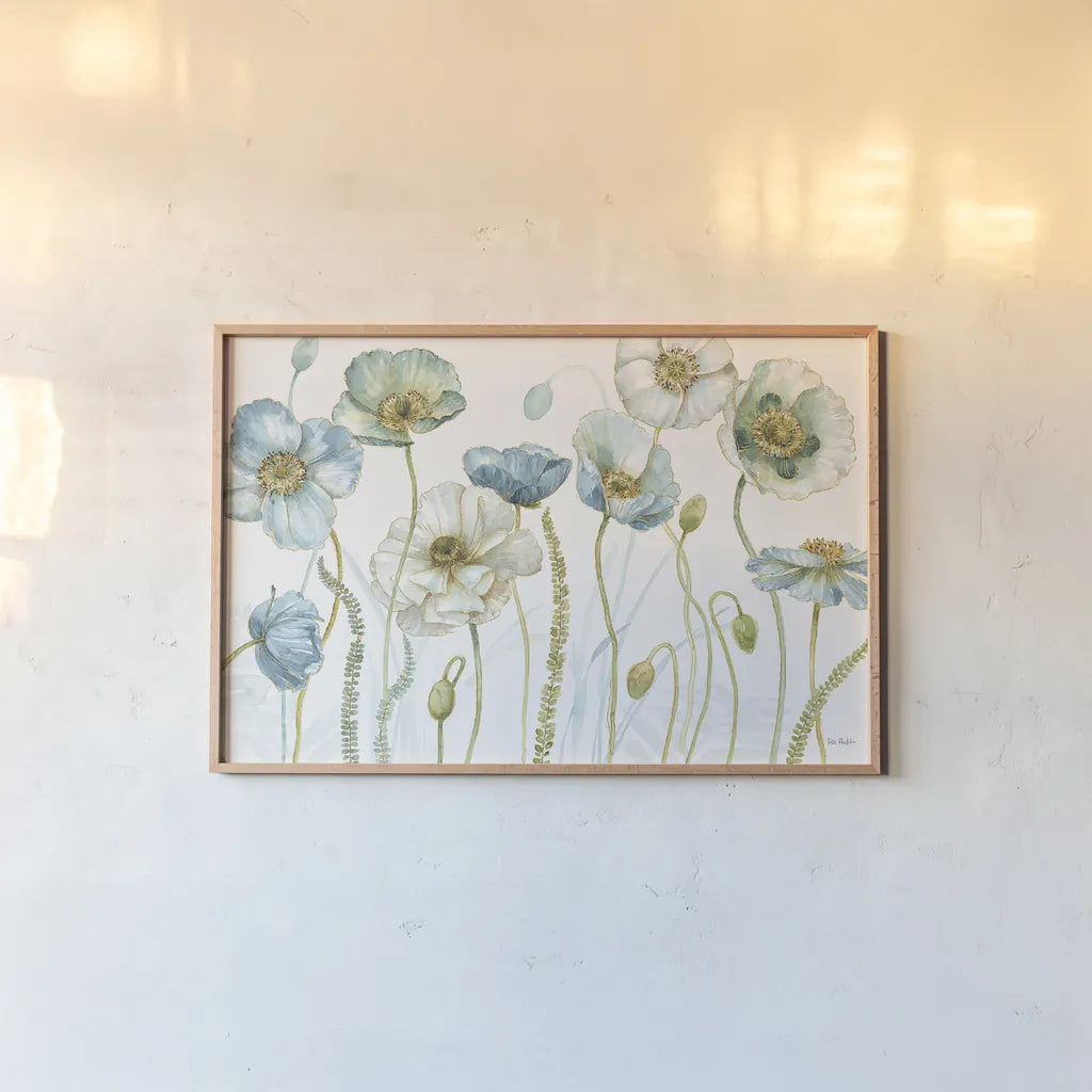 My Greenhouse Flowers I by Lisa Audit. shown as a paper print in a natural frame. Available as a archival giclee rolled canvas, fine art paper, or poster print. SKU 20391i.
