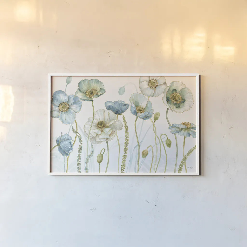 My Greenhouse Flowers I by Lisa Audit. shown as a paper print in a white frame. Available as a archival giclee rolled canvas, fine art paper, or poster print. SKU 20391i.