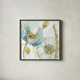 My Greenhouse Flowers IV by Lisa Audit. Shown in a sleek black glass frame for a contemporary gallery look. Available as an archival giclee rolled canvas, fine art paper, or poster print. SKU 20394a.