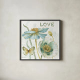 My Greenhouse Flowers Love by Lisa Audit. Shown in a sleek black glass frame for a contemporary gallery look. Available as an archival giclee rolled canvas, fine art paper, or poster print. SKU 20951a.