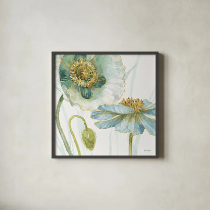 My Greenhouse Flowers V by Lisa Audit. Shown in a sleek black glass frame for a contemporary gallery look. Available as an archival giclee rolled canvas, fine art paper, or poster print. SKU 20395a.