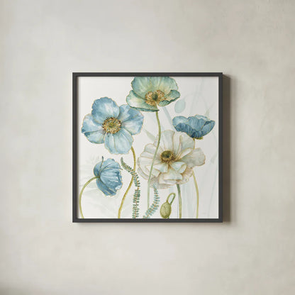 My Greenhouse Flowers VI Crop by Lisa Audit. Shown in a sleek black glass frame for a contemporary gallery look. Available as an archival giclee rolled canvas, fine art paper, or poster print. SKU 20396a.