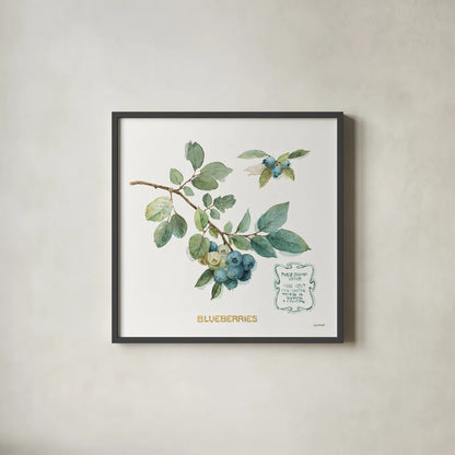 My Greenhouse Fruit II by Lisa Audit. Shown in a sleek black glass frame for a contemporary gallery look. Available as an archival giclee rolled canvas, fine art paper, or poster print. SKU 22223a.