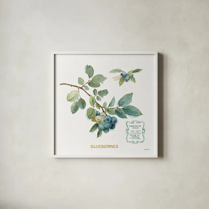 My Greenhouse Fruit II by Lisa Audit. Shown in a crisp white glass frame for a clean and minimalist style. Available as an archival giclee rolled canvas, fine art paper, or poster print. SKU 22223a.