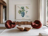 My Greenhouse Fruit III by Lisa Audit. Shown as extra-large giant wall art in a modern living room. Available as an archival giclee rolled canvas, fine art paper, or poster print. SKU 22224a.