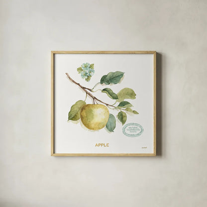 My Greenhouse Fruit IV by Lisa Audit. Shown in a natural wood glass frame for a timeless modern aesthetic. Available as an archival giclee rolled canvas, fine art paper, or poster print. SKU 22225a.