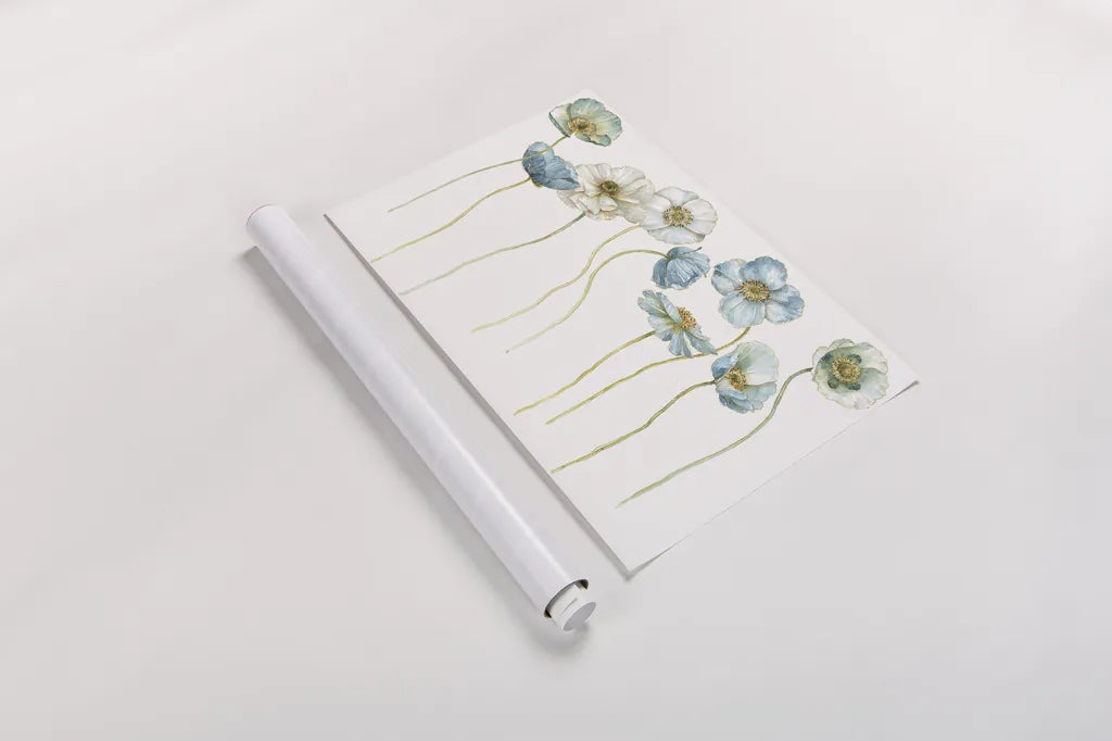 My Greenhouse Poppies Silhouettes by Lisa Audit. shown as a rolled paper print. Available as archival giclee rolled canvas, fine art paper, or poster print. SKU 28550i.