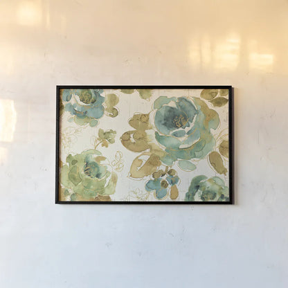 My Greenhouse Roses I on Wood Cream by Lisa Audit. shown as a paper print in a black flame. Available as a archival giclee rolled canvas, fine art paper, or poster print. SKU 20778i.
