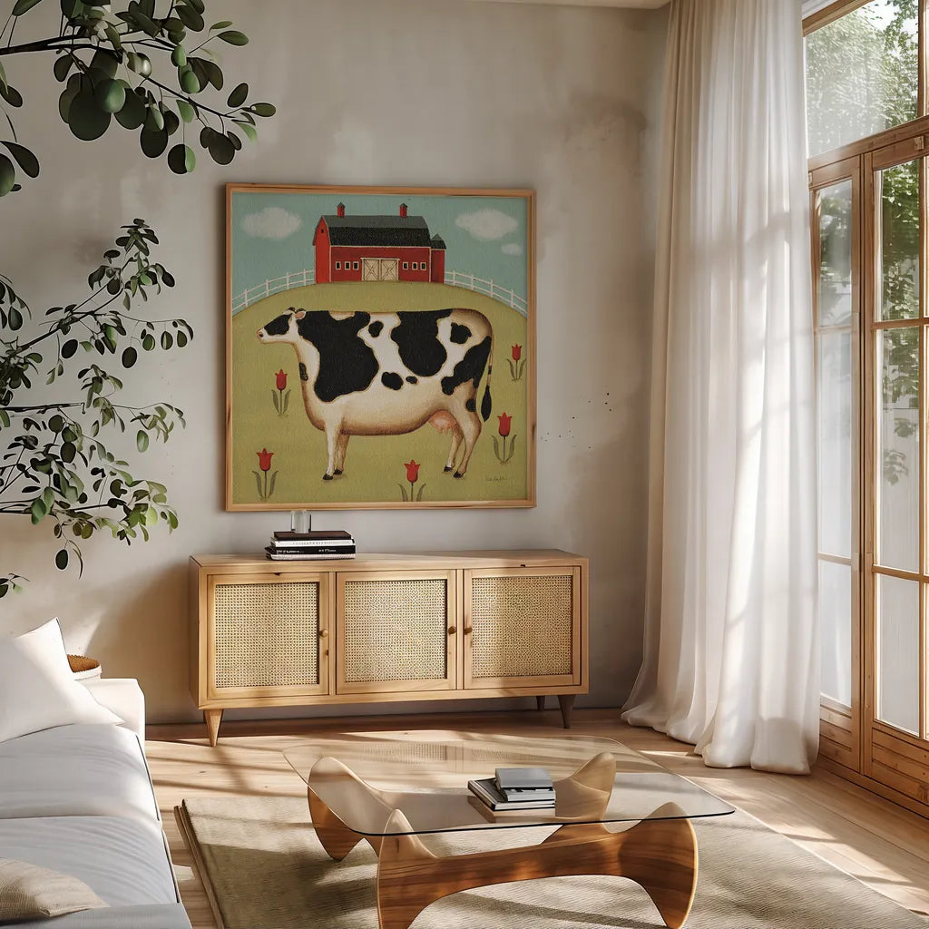 My Home II by Lisa Audit. Shown in a natural wood frame in a cozy modern living room. Available as an archival giclee rolled canvas, fine art paper, or poster print. SKU 69596a.