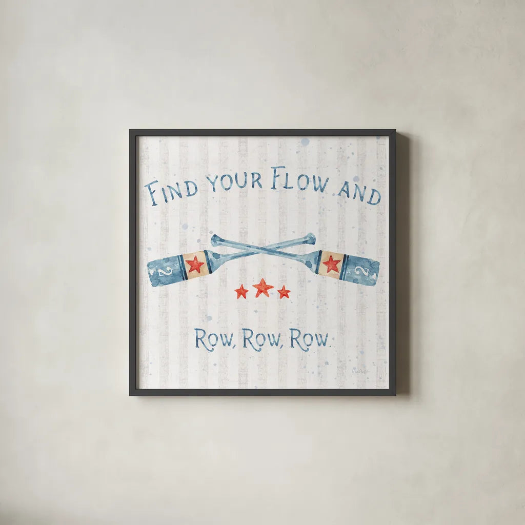 Nautical Life II Square by Lisa Audit. Shown in a sleek black glass frame for a contemporary gallery look. Available as an archival giclee rolled canvas, fine art paper, or poster print. SKU 61345a.