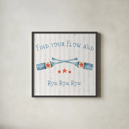 Nautical Life II Square by Lisa Audit. Shown in a sleek black glass frame for a contemporary gallery look. Available as an archival giclee rolled canvas, fine art paper, or poster print. SKU 61345a.