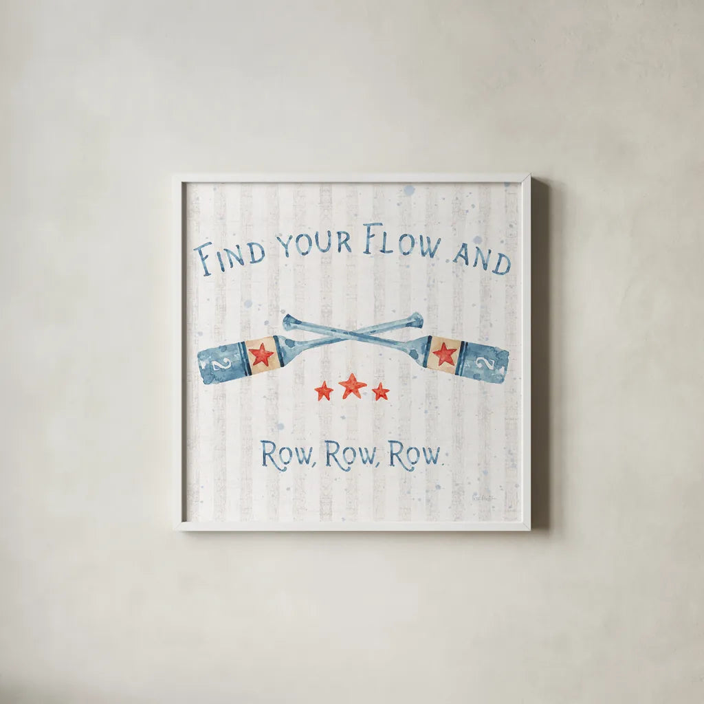 Nautical Life II Square by Lisa Audit. Shown in a crisp white glass frame for a clean and minimalist style. Available as an archival giclee rolled canvas, fine art paper, or poster print. SKU 61345a.