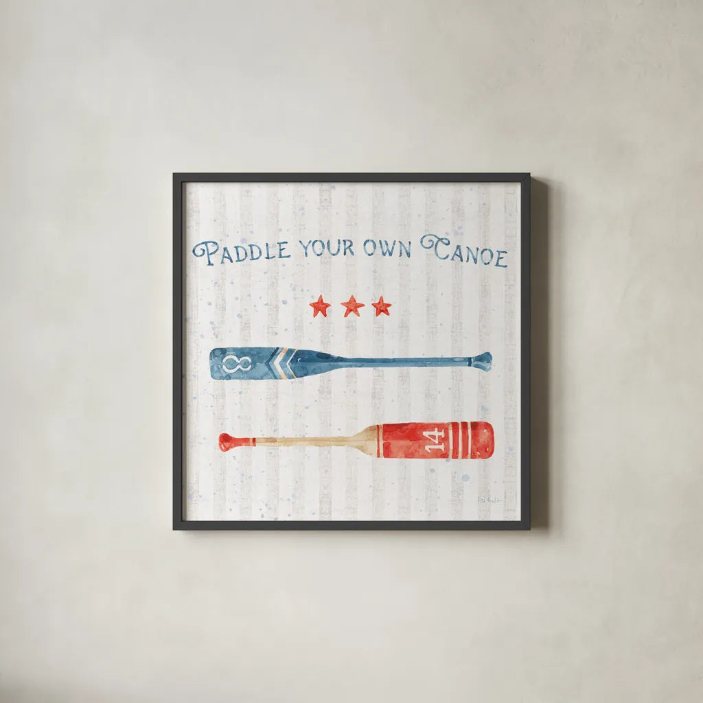 Nautical Life III Square by Lisa Audit. Shown in a sleek black glass frame for a contemporary gallery look. Available as an archival giclee rolled canvas, fine art paper, or poster print. SKU 61346a.