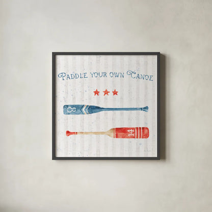 Nautical Life III Square by Lisa Audit. Shown in a sleek black glass frame for a contemporary gallery look. Available as an archival giclee rolled canvas, fine art paper, or poster print. SKU 61346a.