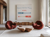 Nautical Life III Square by Lisa Audit. Shown as extra-large giant wall art in a modern living room. Available as an archival giclee rolled canvas, fine art paper, or poster print. SKU 61346a.