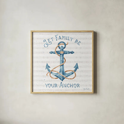 Nautical Life IV by Lisa Audit. Shown in a natural wood glass frame for a timeless modern aesthetic. Available as an archival giclee rolled canvas, fine art paper, or poster print. SKU 46519a.