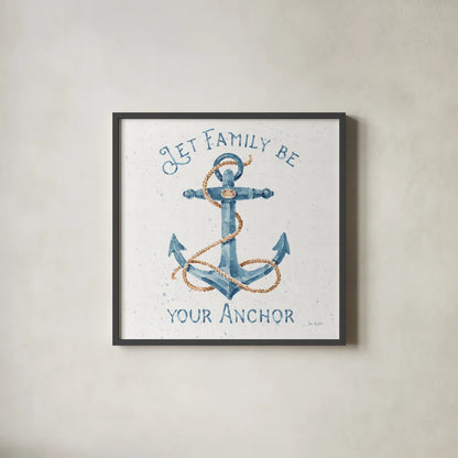 Nautical Life IV No Stripes by Lisa Audit. Shown in a sleek black glass frame for a contemporary gallery look. Available as an archival giclee rolled canvas, fine art paper, or poster print. SKU 48167a.