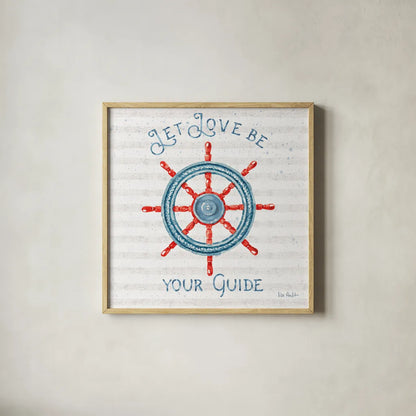 Nautical Life V by Lisa Audit. Shown in a natural wood glass frame for a timeless modern aesthetic. Available as an archival giclee rolled canvas, fine art paper, or poster print. SKU 46520a.
