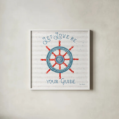 Nautical Life V by Lisa Audit. Shown in a crisp white glass frame for a clean and minimalist style. Available as an archival giclee rolled canvas, fine art paper, or poster print. SKU 46520a.