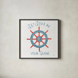 Nautical Life V No Stripes by Lisa Audit. Shown in a sleek black glass frame for a contemporary gallery look. Available as an archival giclee rolled canvas, fine art paper, or poster print. SKU 48168a.