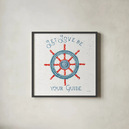 Nautical Life V No Stripes by Lisa Audit. Shown in a sleek black glass frame for a contemporary gallery look. Available as an archival giclee rolled canvas, fine art paper, or poster print. SKU 48168a.