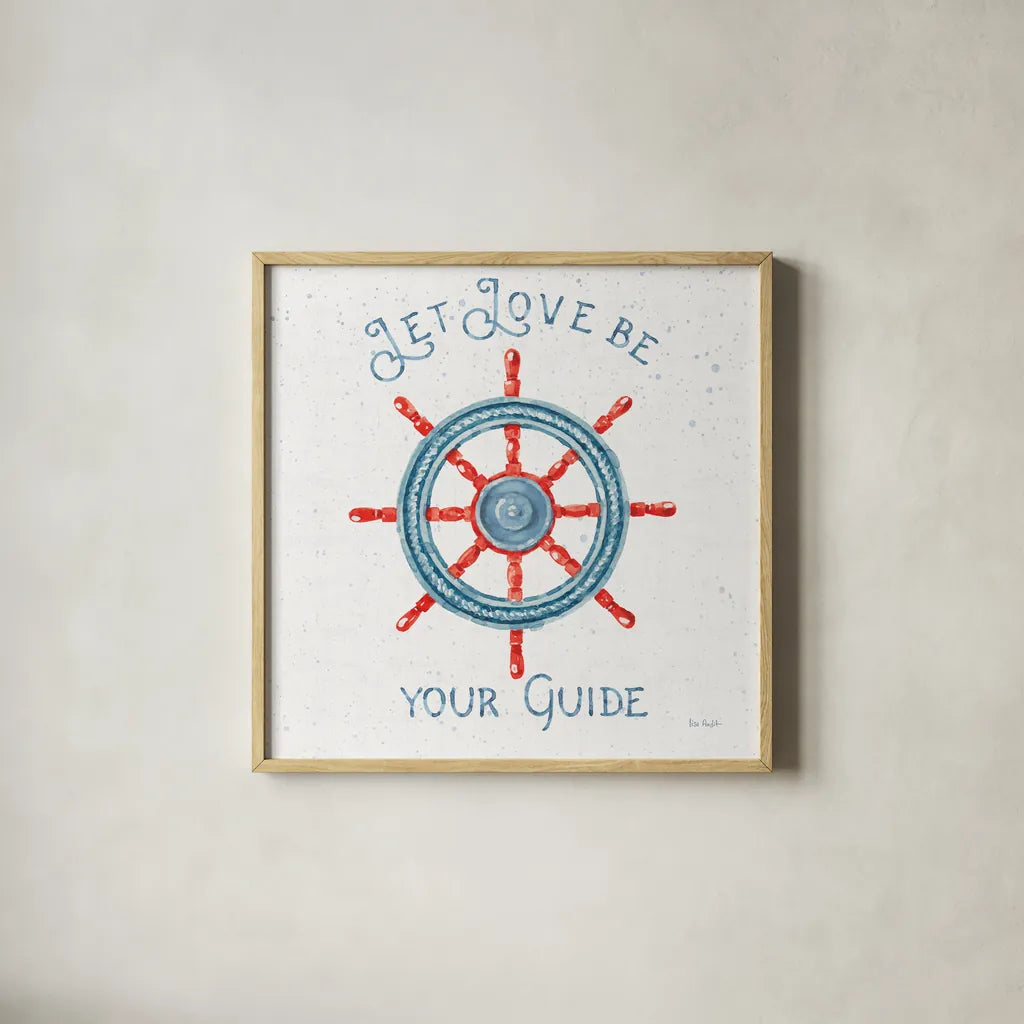 Nautical Life V No Stripes by Lisa Audit. Shown in a natural wood glass frame for a timeless modern aesthetic. Available as an archival giclee rolled canvas, fine art paper, or poster print. SKU 48168a.