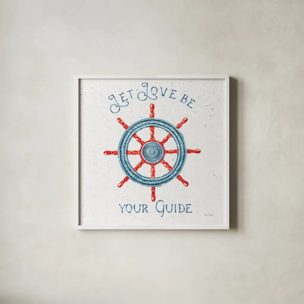 Nautical Life V No Stripes by Lisa Audit. Shown in a crisp white glass frame for a clean and minimalist style. Available as an archival giclee rolled canvas, fine art paper, or poster print. SKU 48168a.