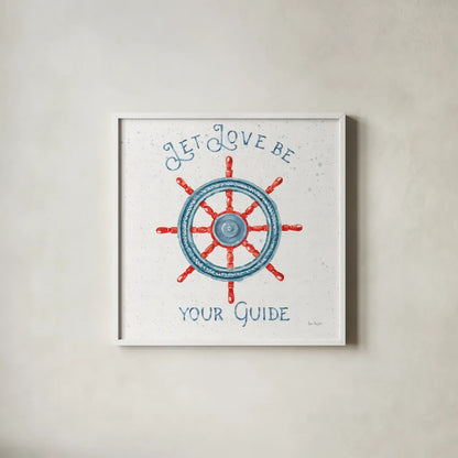 Nautical Life V No Stripes by Lisa Audit. Shown in a crisp white glass frame for a clean and minimalist style. Available as an archival giclee rolled canvas, fine art paper, or poster print. SKU 48168a.