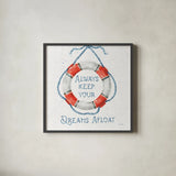Nautical Life VI No Stripes by Lisa Audit. Shown in a sleek black glass frame for a contemporary gallery look. Available as an archival giclee rolled canvas, fine art paper, or poster print. SKU 48169a.