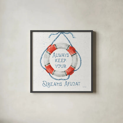 Nautical Life VI No Stripes by Lisa Audit. Shown in a sleek black glass frame for a contemporary gallery look. Available as an archival giclee rolled canvas, fine art paper, or poster print. SKU 48169a.