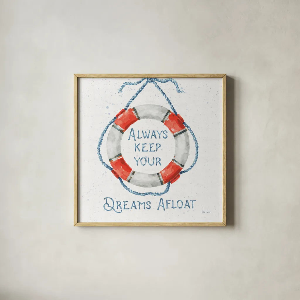 Nautical Life VI No Stripes by Lisa Audit. Shown in a natural wood glass frame for a timeless modern aesthetic. Available as an archival giclee rolled canvas, fine art paper, or poster print. SKU 48169a.