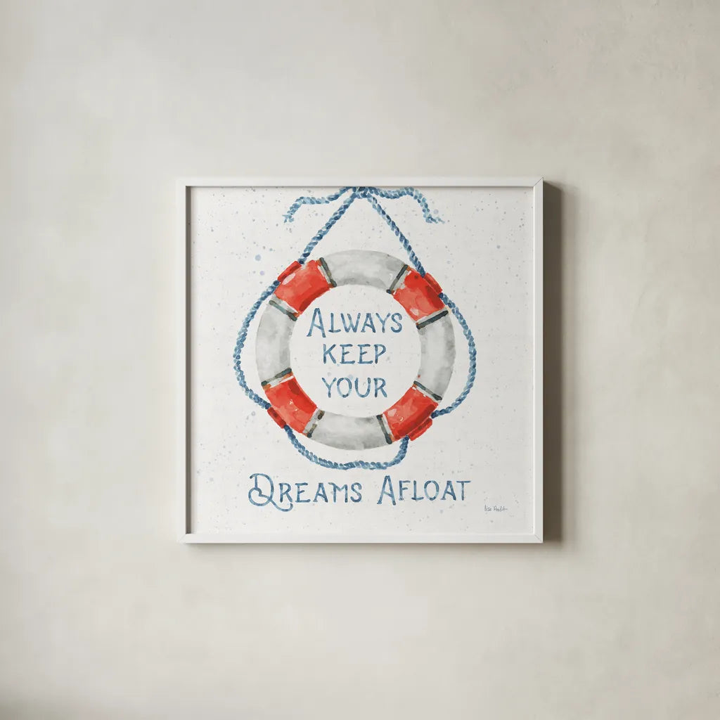 Nautical Life VI No Stripes by Lisa Audit. Shown in a crisp white glass frame for a clean and minimalist style. Available as an archival giclee rolled canvas, fine art paper, or poster print. SKU 48169a.