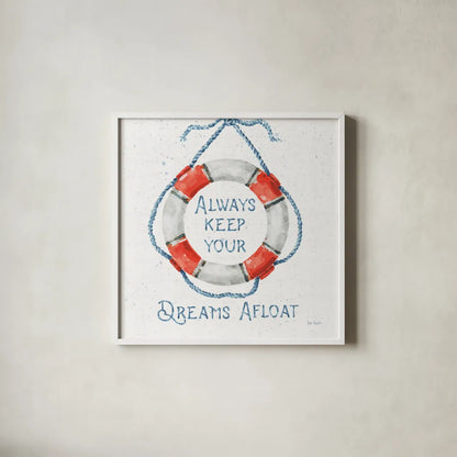 Nautical Life VI No Stripes by Lisa Audit. Shown in a crisp white glass frame for a clean and minimalist style. Available as an archival giclee rolled canvas, fine art paper, or poster print. SKU 48169a.