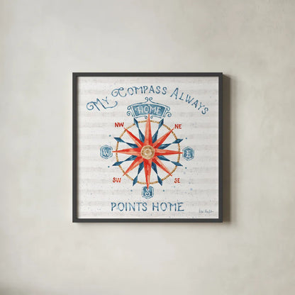 Nautical Life VII by Lisa Audit. Shown in a sleek black glass frame for a contemporary gallery look. Available as an archival giclee rolled canvas, fine art paper, or poster print. SKU 46522a.