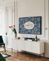 Nautical Life XIII by Lisa Audit. shown as a framed stretched canvas in a living room above a console. Available as a archival giclee rolled canvas, fine art paper, or poster print. SKU 46528i.