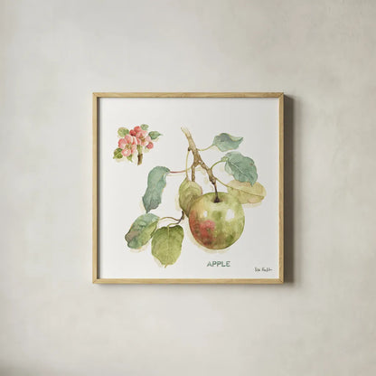 Orchard Bloom I by Lisa Audit. Shown in a natural wood glass frame for a timeless modern aesthetic. Available as an archival giclee rolled canvas, fine art paper, or poster print. SKU 21737a.