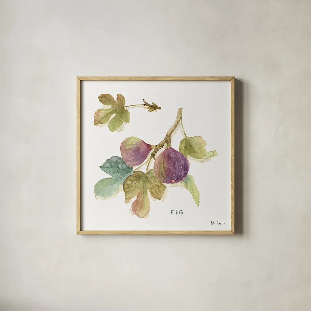 Orchard Bloom III by Lisa Audit. Shown in a natural wood glass frame for a timeless modern aesthetic. Available as an archival giclee rolled canvas, fine art paper, or poster print. SKU 21739a.
